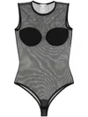 Nensi Dojaka Womens Black Moulded Cups Stretch-mesh Bodysuit In Black