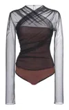Nensi Dojaka Semi-sheer Gathered Top In Black