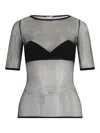 Nensi Dojaka Sleeves Contrast Trim Sheer Fitted Silhouette In Black