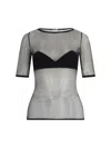 Nensi Dojaka Sleeves Contrast Trim Sheer Fitted Silhouette