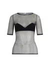 Nensi Dojaka Sleeves Contrast Trim Sheer Fitted Silhouette