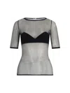Nensi Dojaka Sleeves Contrast Trim Sheer Fitted Silhouette In Black