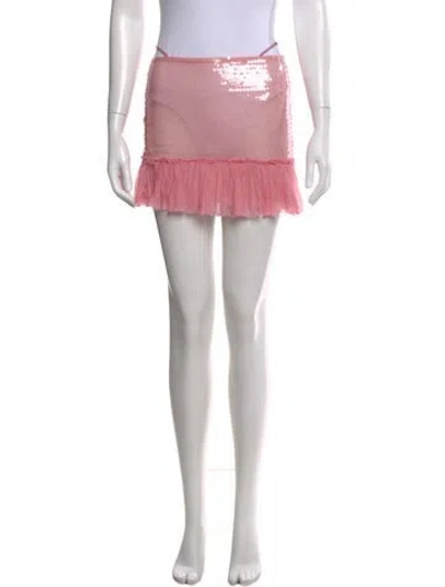 Pre-owned Nensi Dojaka Sequin Embellishments Mini Skirt In Pink