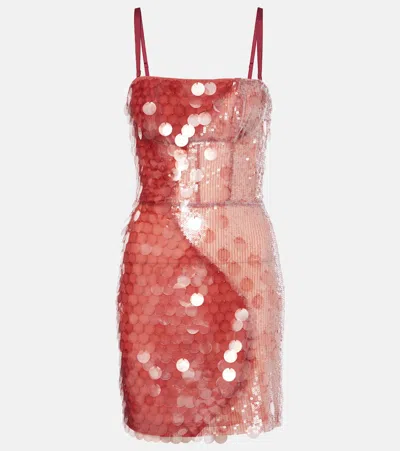 Nensi Dojaka Sequined Corset Dress In Redwood Burl