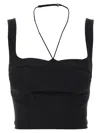 Nensi Dojaka Halter Strap Cropped Top With Structured Cups In Black
