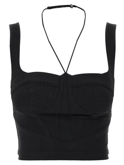 NENSI DOJAKA SHAPED BUSTIER TOP WITH INTRICATE NECK LACING