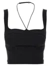Nensi Dojaka Halter Strap Cropped Top With Structured Cups In Black