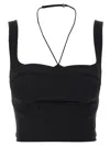 Nensi Dojaka Halter Strap Cropped Top With Structured Cups In Black