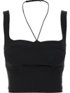 Nensi Dojaka Halter Strap Cropped Top With Structured Cups In Black