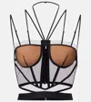 Nensi Dojaka Sheer Strappy Corset Top In Black