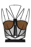 Nensi Dojaka Sheer Strappy Corset Top In Black
