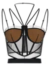 Nensi Dojaka Sheer Strappy Corset Top In Black