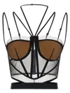 Nensi Dojaka Sheer Strappy Corset Top In Black