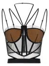 Nensi Dojaka Sheer Strappy Corset Top In Black
