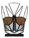 Nensi Dojaka Sheer Strappy Corset Top In Black
