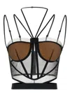 Nensi Dojaka Sheer Strappy Corset Top In Black