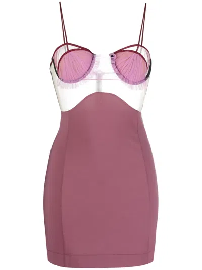 Nensi Dojaka Purple Explosive Flower Bra Minidress In Crushed Berry