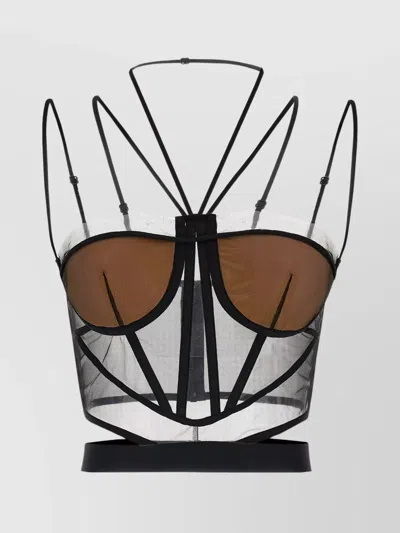 NENSI DOJAKA SHEER STRAPPY CORSET TOP