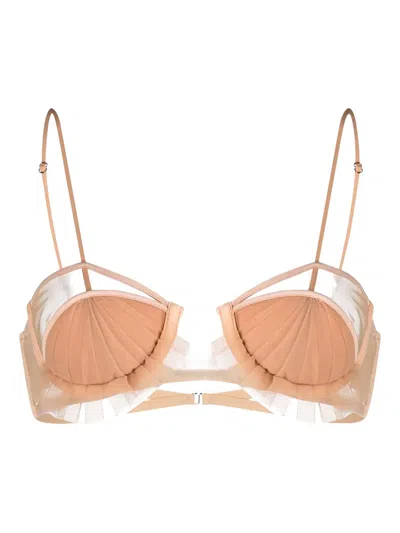 Nensi Dojaka Shell-shaped Ruffled Bra In Pink