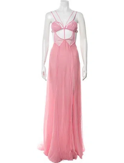 Pre-owned Nensi Dojaka Silk Long Dress In Pink