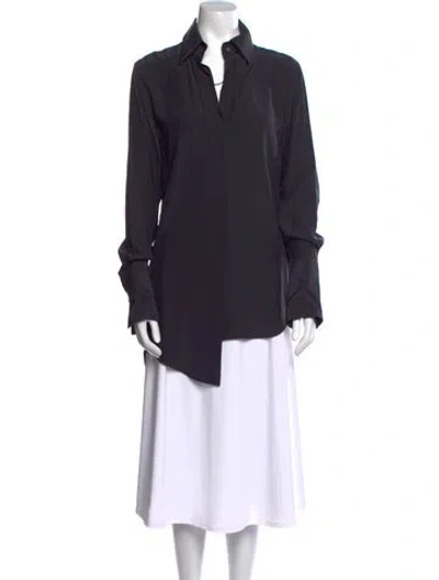 Pre-owned Nensi Dojaka Silk Long Sleeve Tunic In Blue