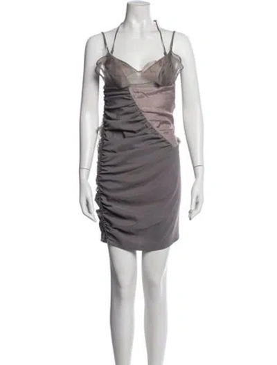 Pre-owned Nensi Dojaka Silk Mini Dress In Grey