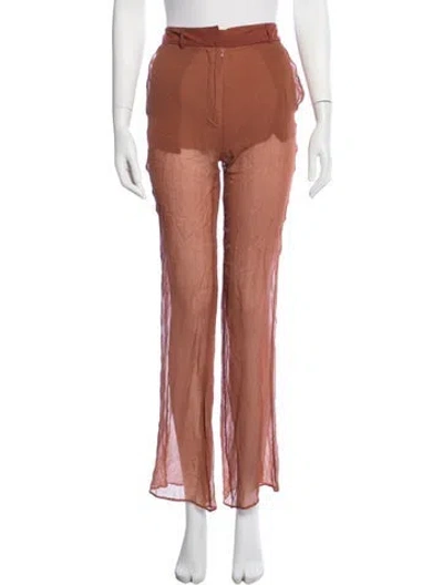 Pre-owned Nensi Dojaka Silk Straight Leg Pants In Orange