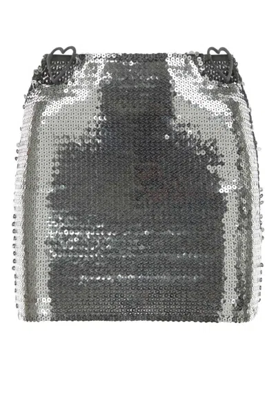 NENSI DOJAKA SILVER HEART CUT-OUT SEQUINNED MINISKIRT