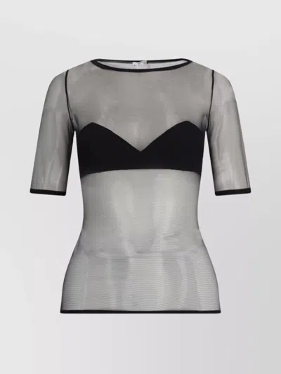 NENSI DOJAKA SLEEVES CONTRAST TRIM SHEER FITTED SILHOUETTE