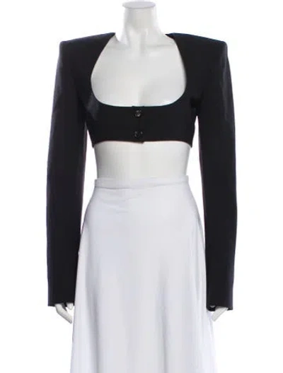 Pre-owned Nensi Dojaka Square Neckline Long Sleeve Crop Top W/ Tags In Black