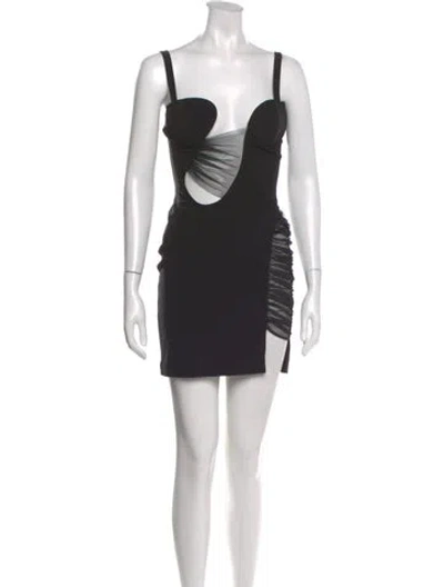 Pre-owned Nensi Dojaka Square Neckline Mini Dress In Black