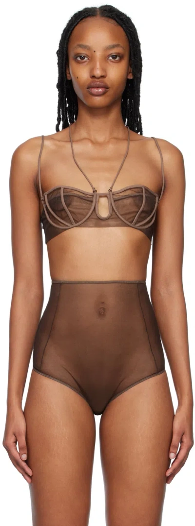 Nensi Dojaka Ssense Exclusive Brown Triple Petal Bra In 492 Desert Palm