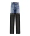Nensi Dojaka Hybrid Wide Leg Denim Pants With Sheer Panels In Black
