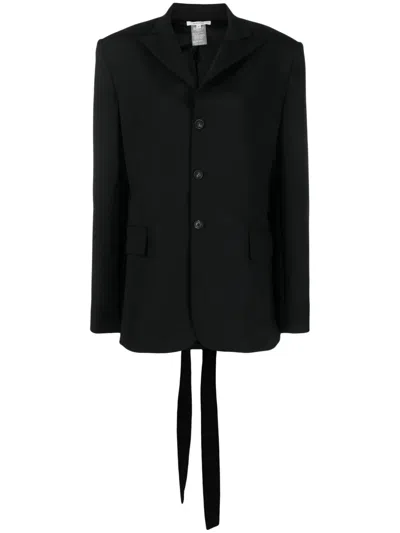 Nensi Dojaka Strap-detail Single-breasted Blazer In Black
