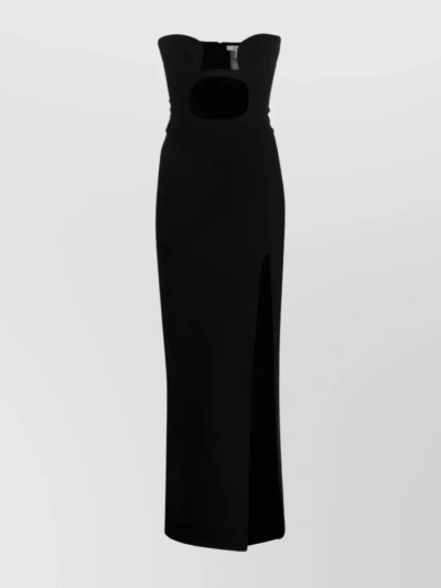Nensi Dojaka Strapless Cut-out Maxi Dress With Front Slit In Black