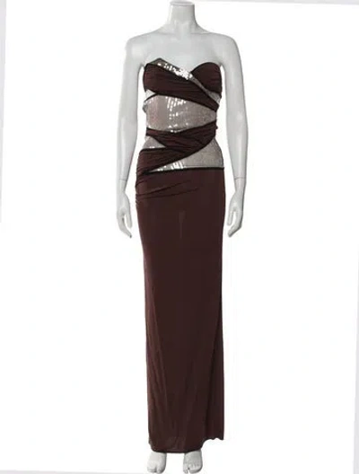 Pre-owned Nensi Dojaka Strapless Long Dress W/ Tags In Brown