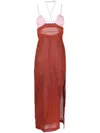 Nensi Dojaka U Wire Bra Sheer Halterneck Long Dress In 紫色
