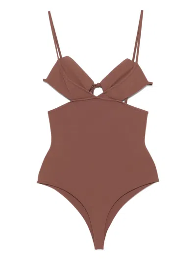 Nensi Dojaka Stretch-design Swimsuit In Brown