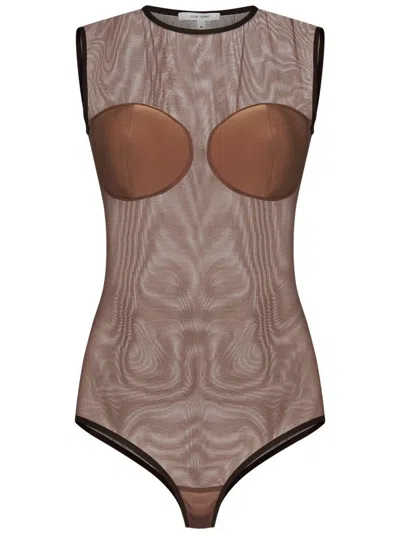 Nensi Dojaka Structured Cups Fitted Brown Bodysuit