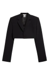 Nensi Dojaka Cropped Wool-blend Blazer In Black