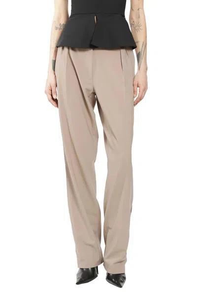 Nensi Dojaka Tailored Trousers With Tulle Inserts In Gray