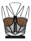 Nensi Dojaka Sheer Strappy Corset Top In Black