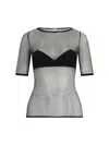 Nensi Dojaka Sleeves Contrast Trim Sheer Fitted Silhouette In Black