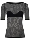 Nensi Dojaka Sleeves Contrast Trim Sheer Fitted Silhouette In Nero