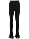 Nensi Dojaka Ruffled Mesh And Stretch-jersey Flared Leggings In Black