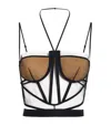 Nensi Dojaka Sheer Strappy Corset Top In Nude