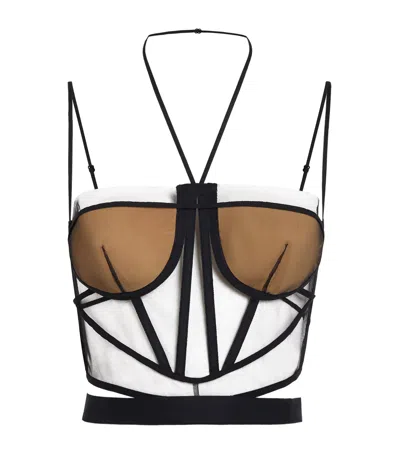 Nensi Dojaka Tulle Helen Corset Top In Nude