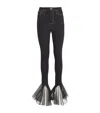 Nensi Dojaka Mesh Detailed Flared Hem Trousers With Belt Loops In Black