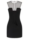 Nensi Dojaka Mesh Panel Sleeveless Fitted Silhouette Dress In Black