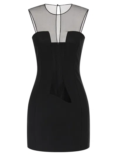 Nensi Dojaka Tulle Insert Dress In Black